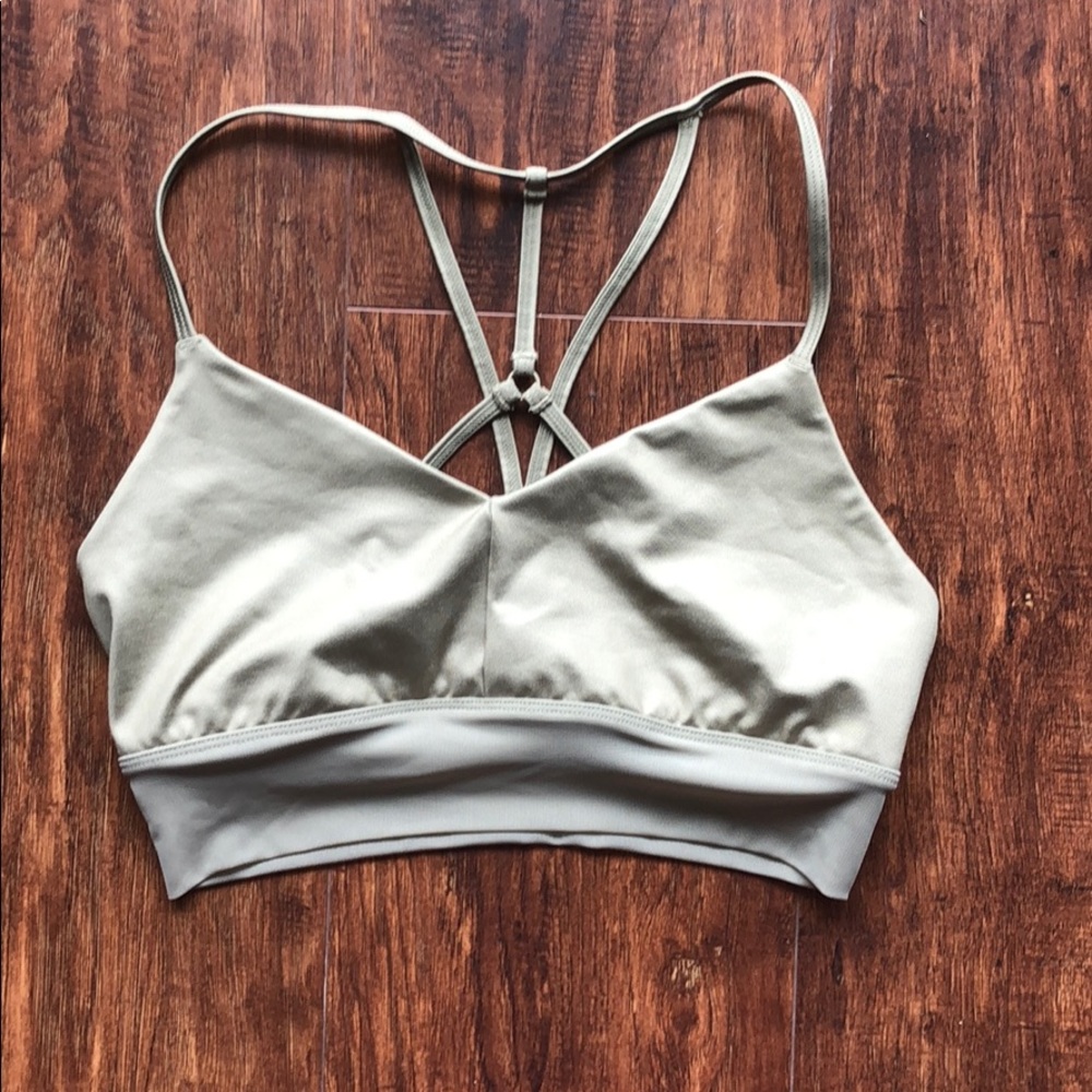 ALO Yoga Light Sage Strappy Sports Bra